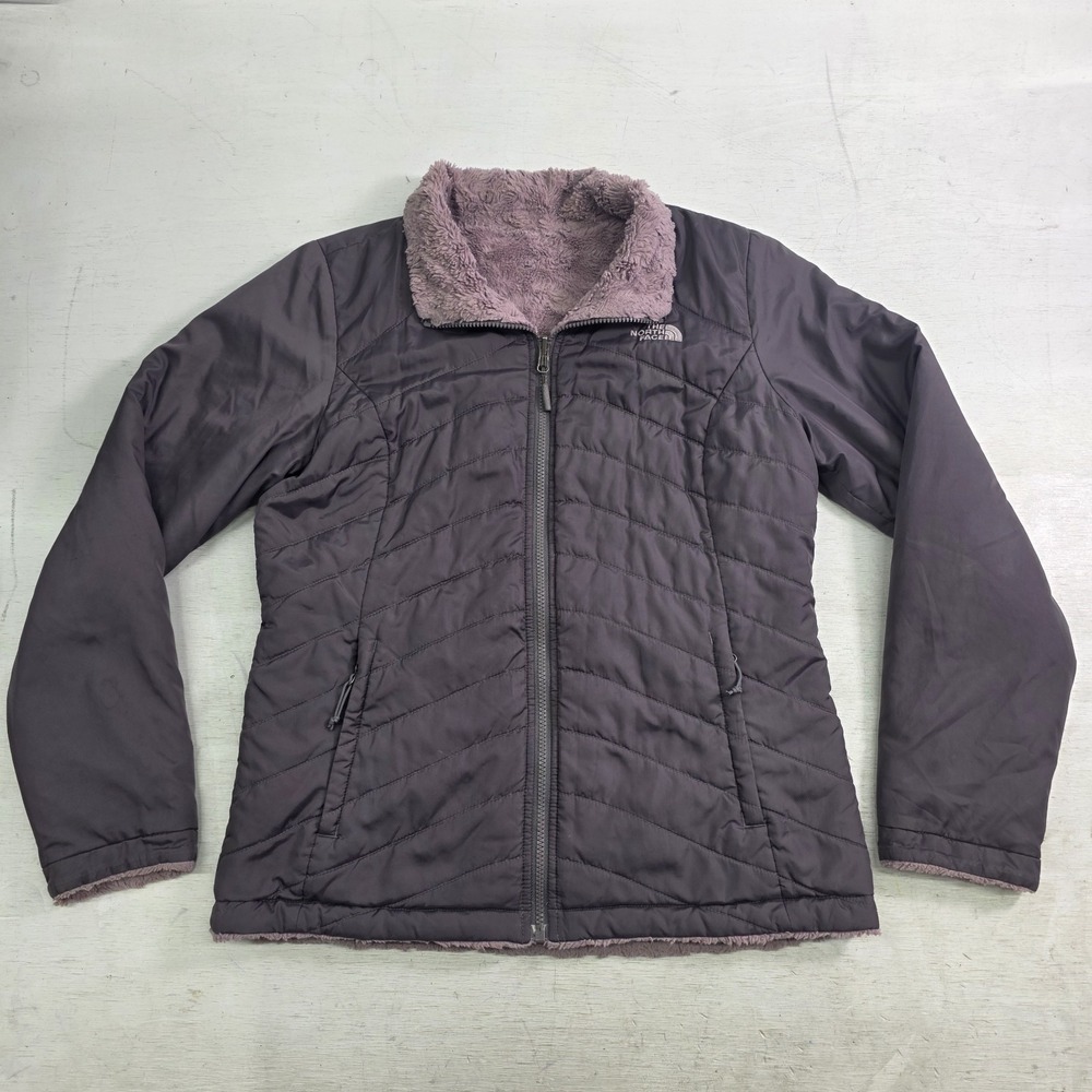 The North Face Mossbud Insulated Reversible Jacket Gray/Lavender‎ Women's M EUC